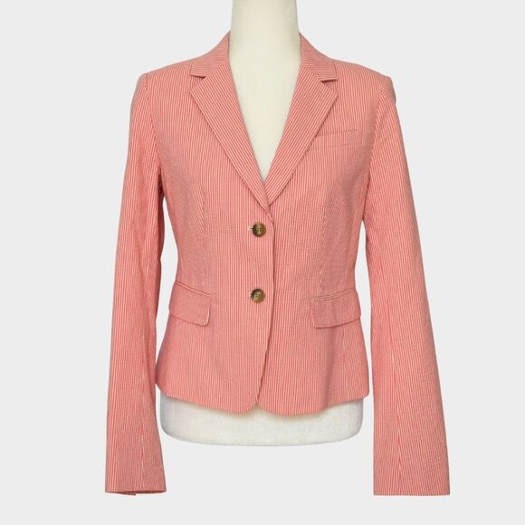 Ann Taylor Jackets & Blazers - ANN TAYLOR Women's Pin Striped Coral White Blazer Size 4